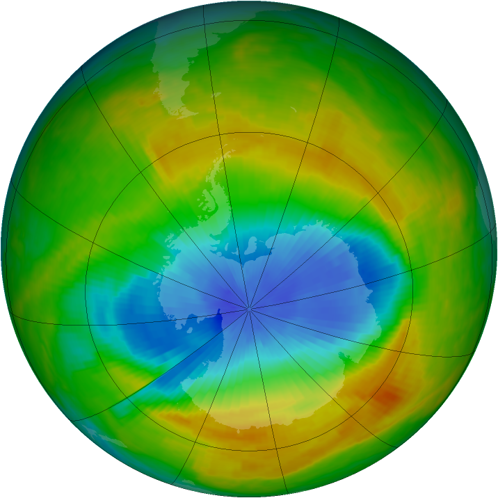Antarctic ozone map for 08 November 1982
